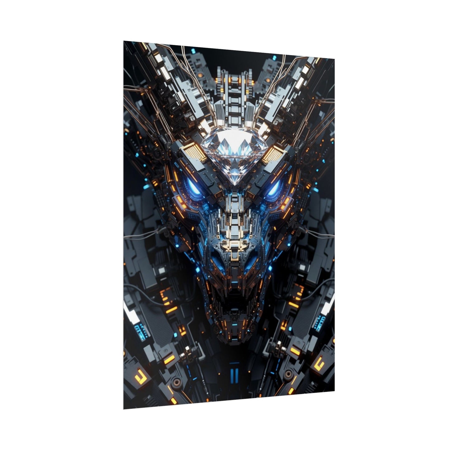 Futuristic Mech Dragon Poster – Cybernetic Robot Art Print