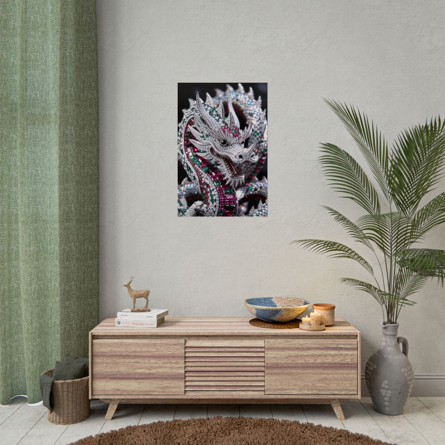 Dragon Jewel Poster — Luxury Gemstone Dragon Wall Art (Rolled Poster)