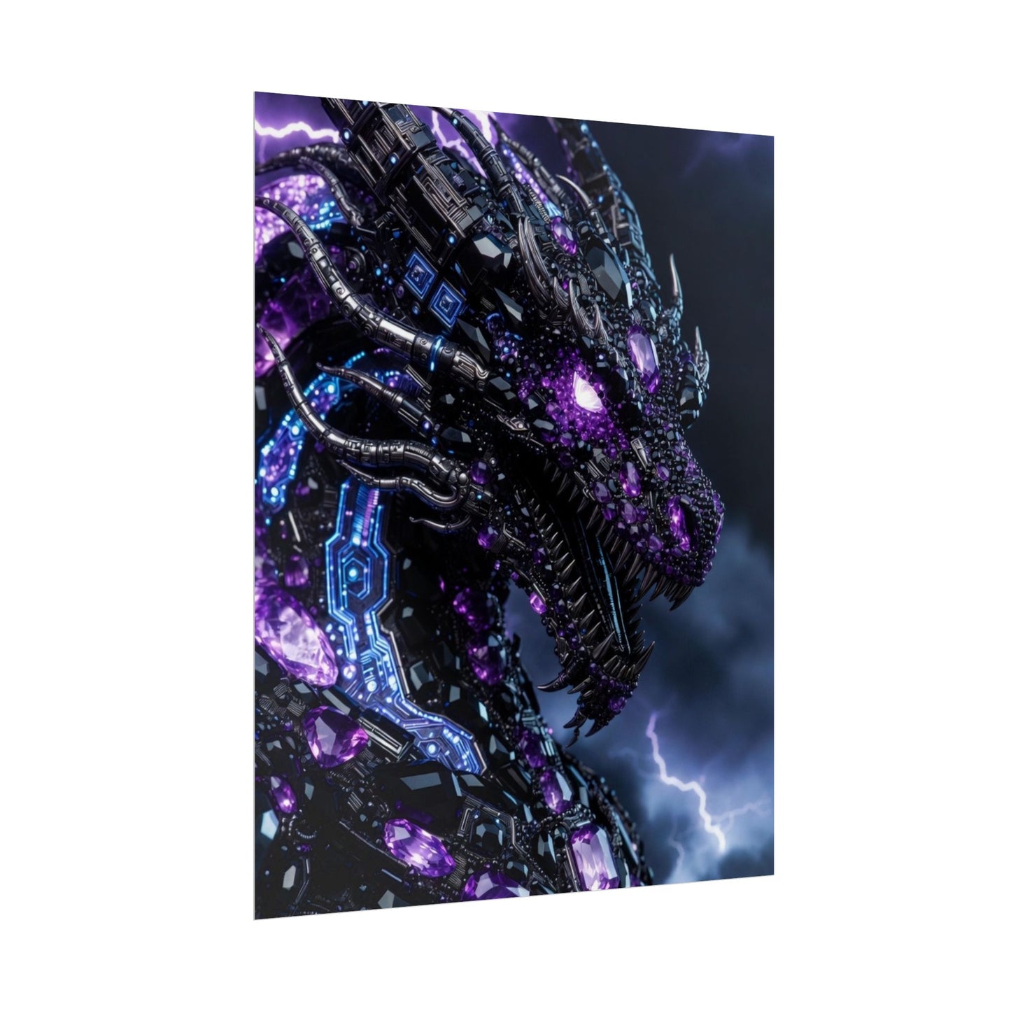 Rolled Poster — Cyberpunk Dragon Storm Art Print