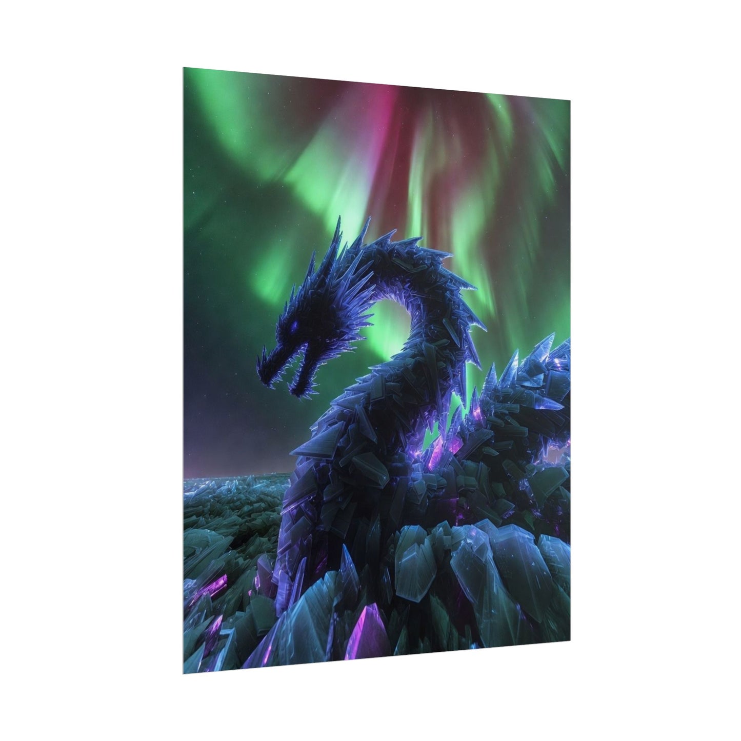 Aurora Crystal Dragon Poster — Fantasy Wall Art Print