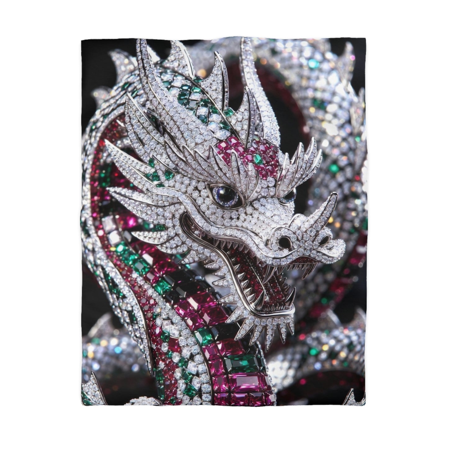 Dragon Jewel Microfiber Duvet Cover — Sparkling Gemstone Dragon Bedding