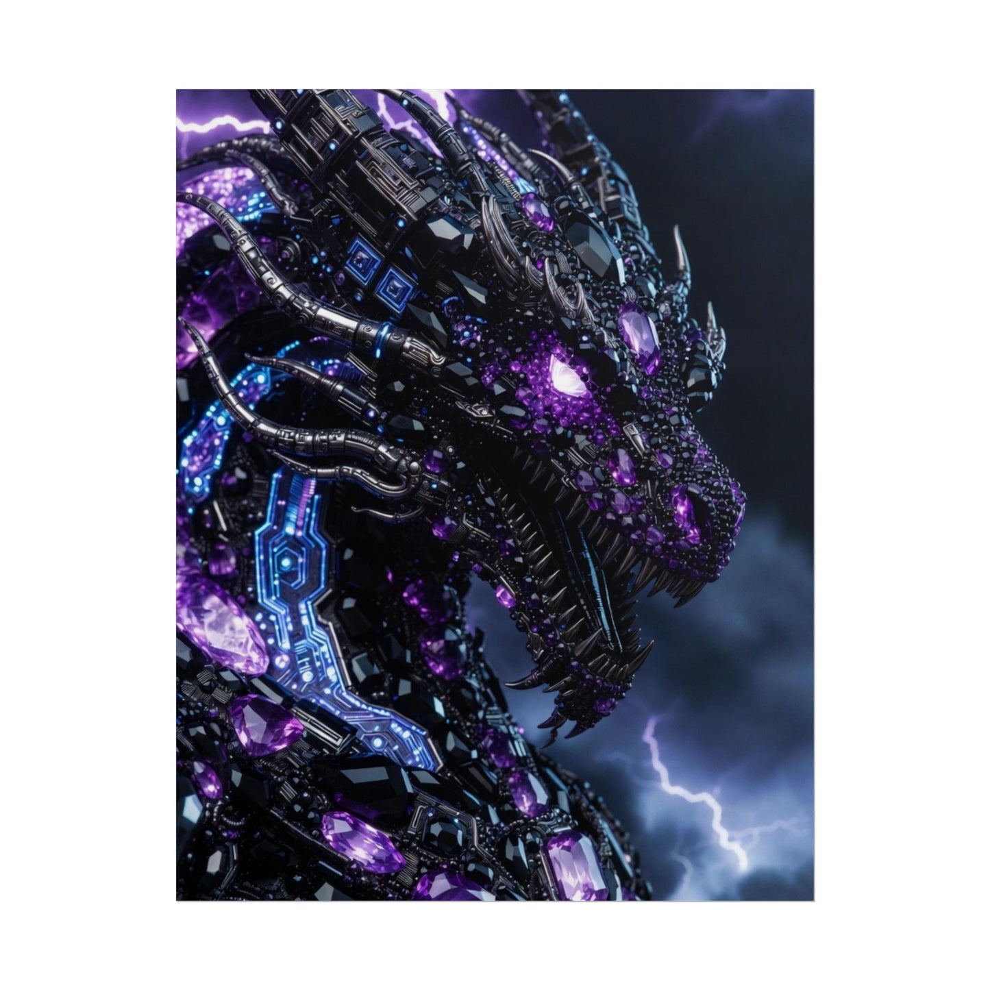 Rolled Poster — Cyberpunk Dragon Storm Art Print