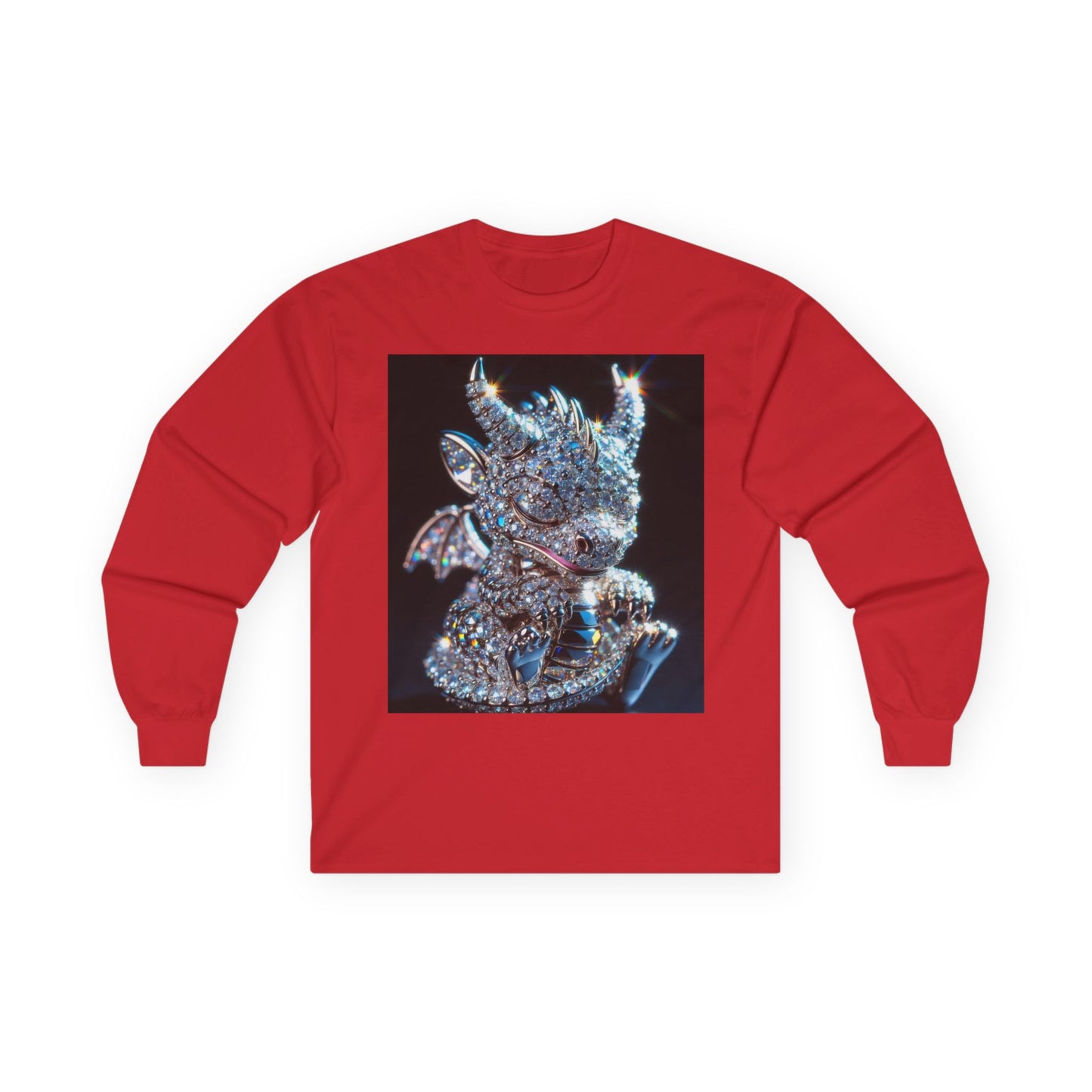 Dragon Head Long Sleeve Tee — Iridescent Fantasy Skull Graphic
