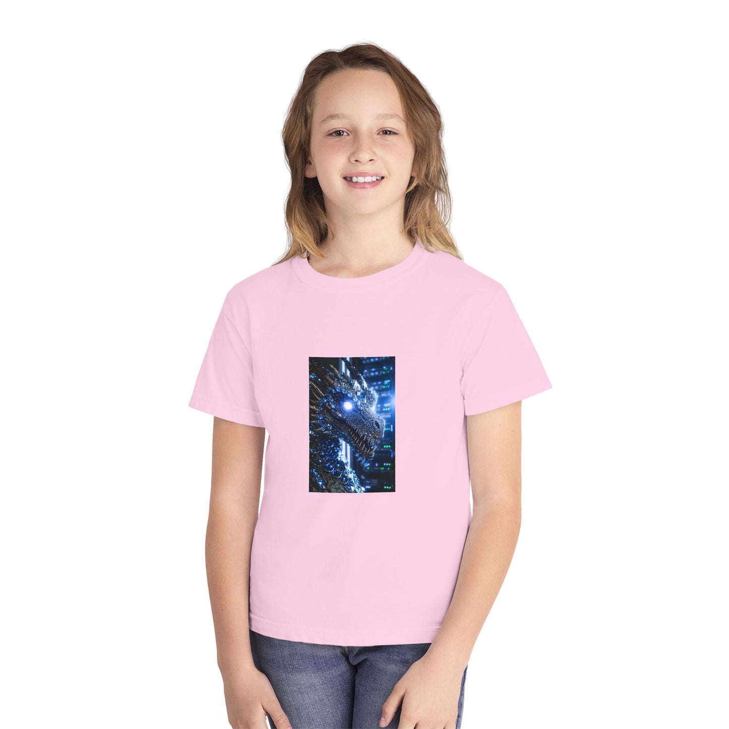 Youth Tee — Neon Dragon Galaxy Graphic