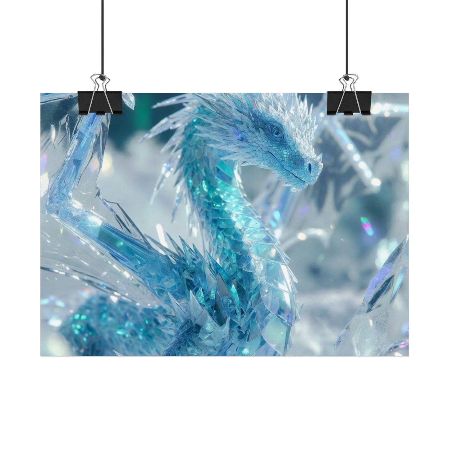 Ice Crystal Dragon Poster — Fantasy Aurora Wall Art (Rolled Poster)
