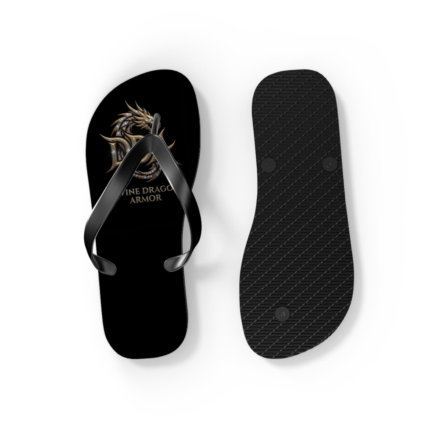 Dragon Armor Flip Flops – Black Fantasy Shield Beach Sandals