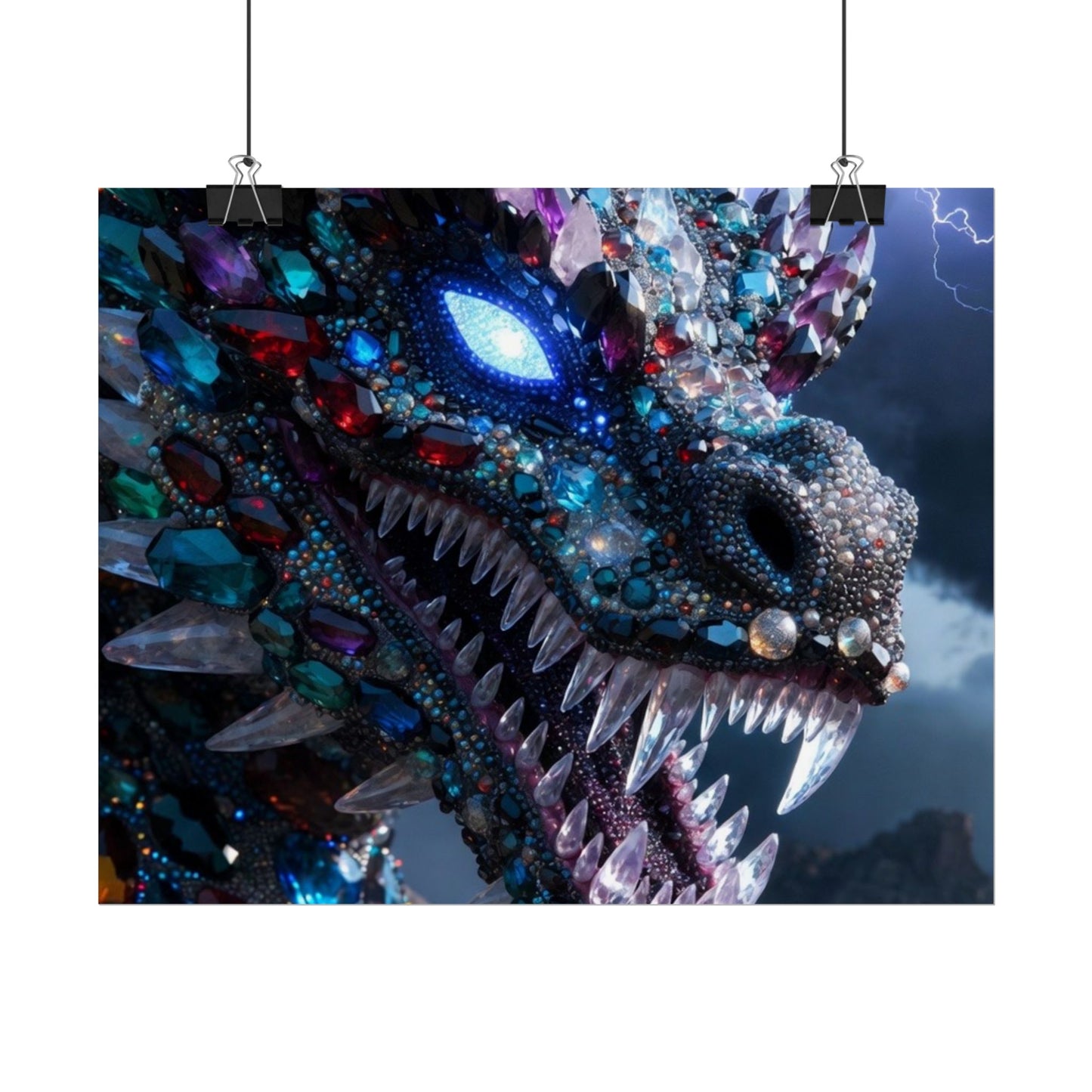 Dragon Crystal Poster — Fantasy Gem-Encrusted Dragon Wall Art (Rolled Poster)