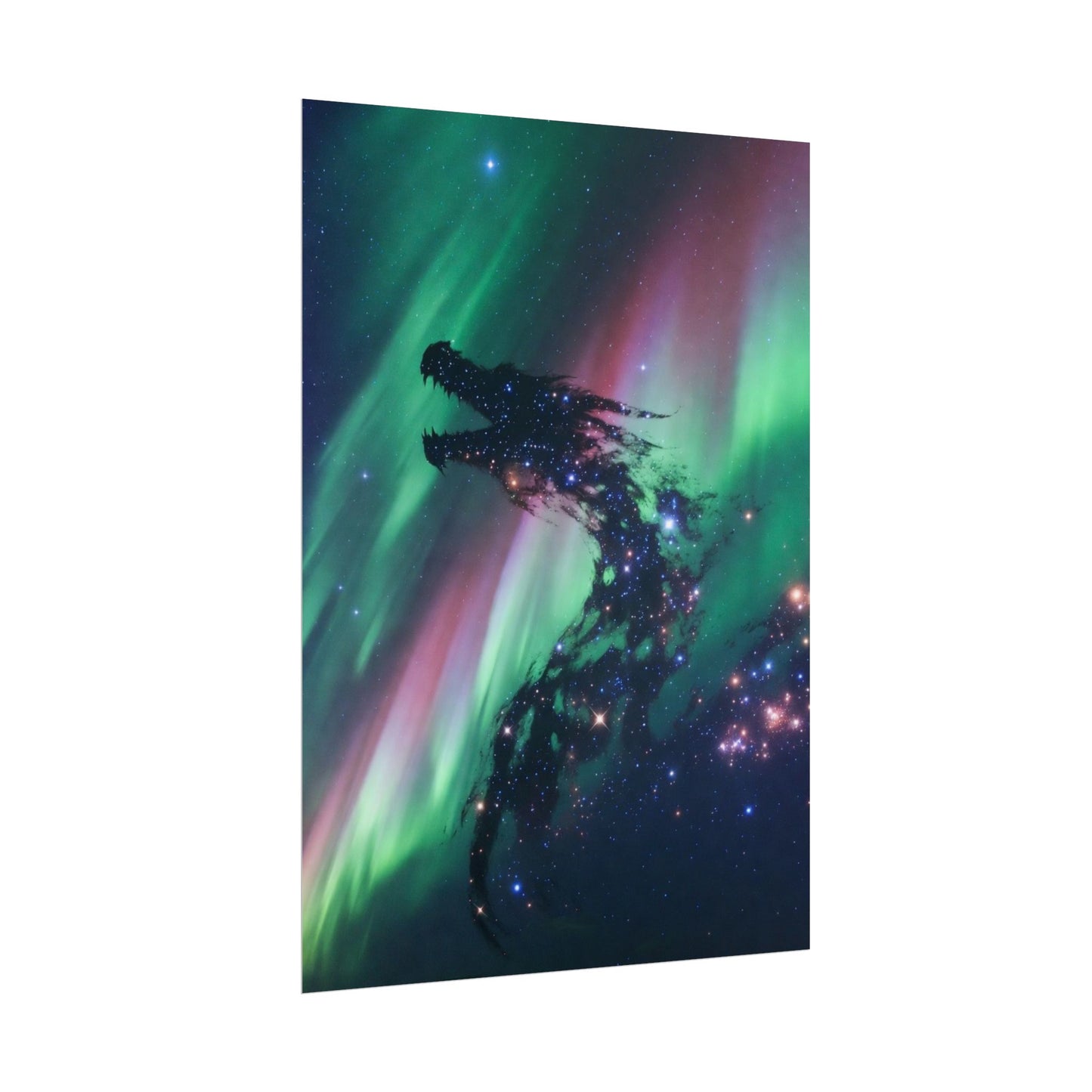 Aurora Dragon Poster — Cosmic Northern Lights Wall Art (Rolled Poster)