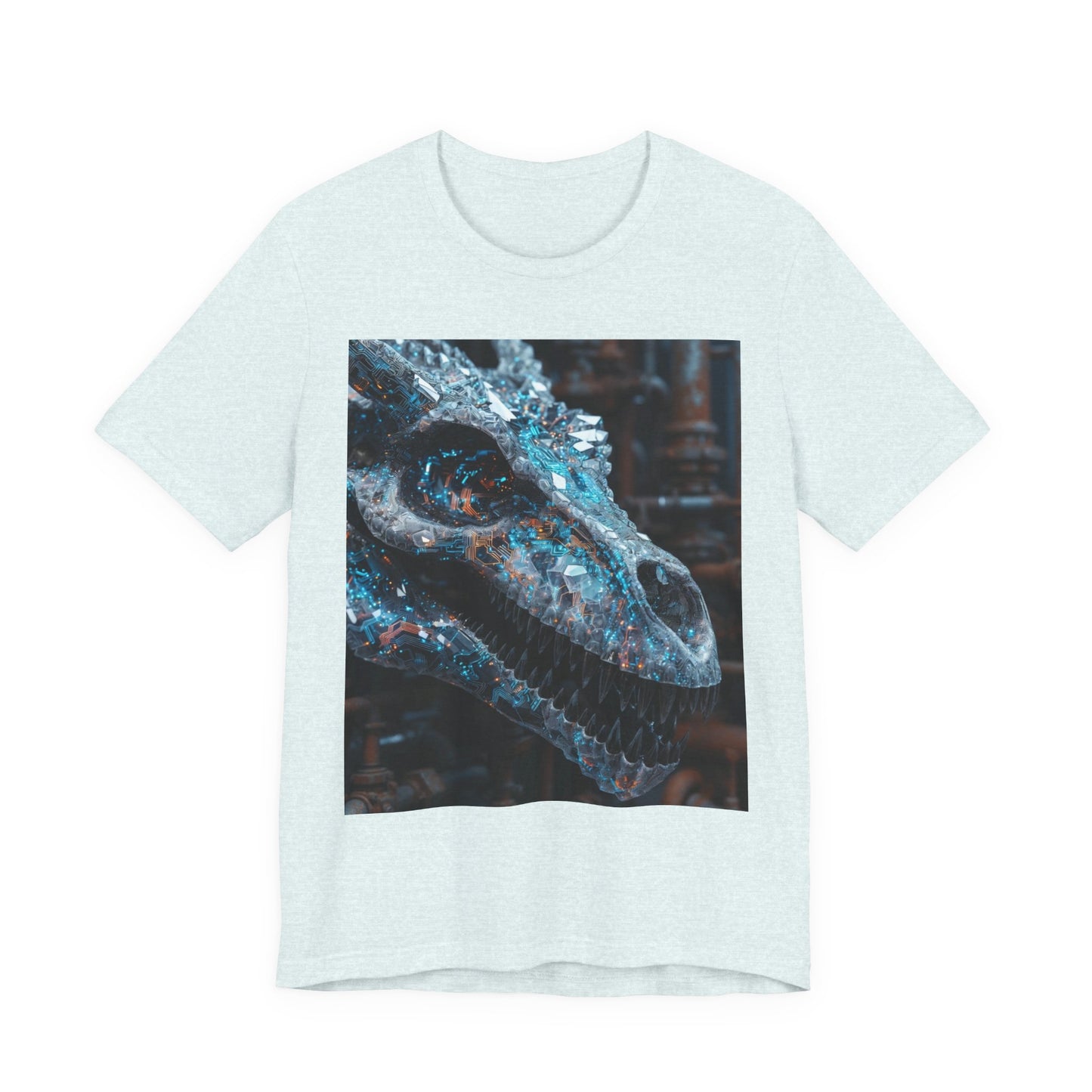 Dragon Skull Graphic Tee — Iridescent Fossil Art T-Shirt