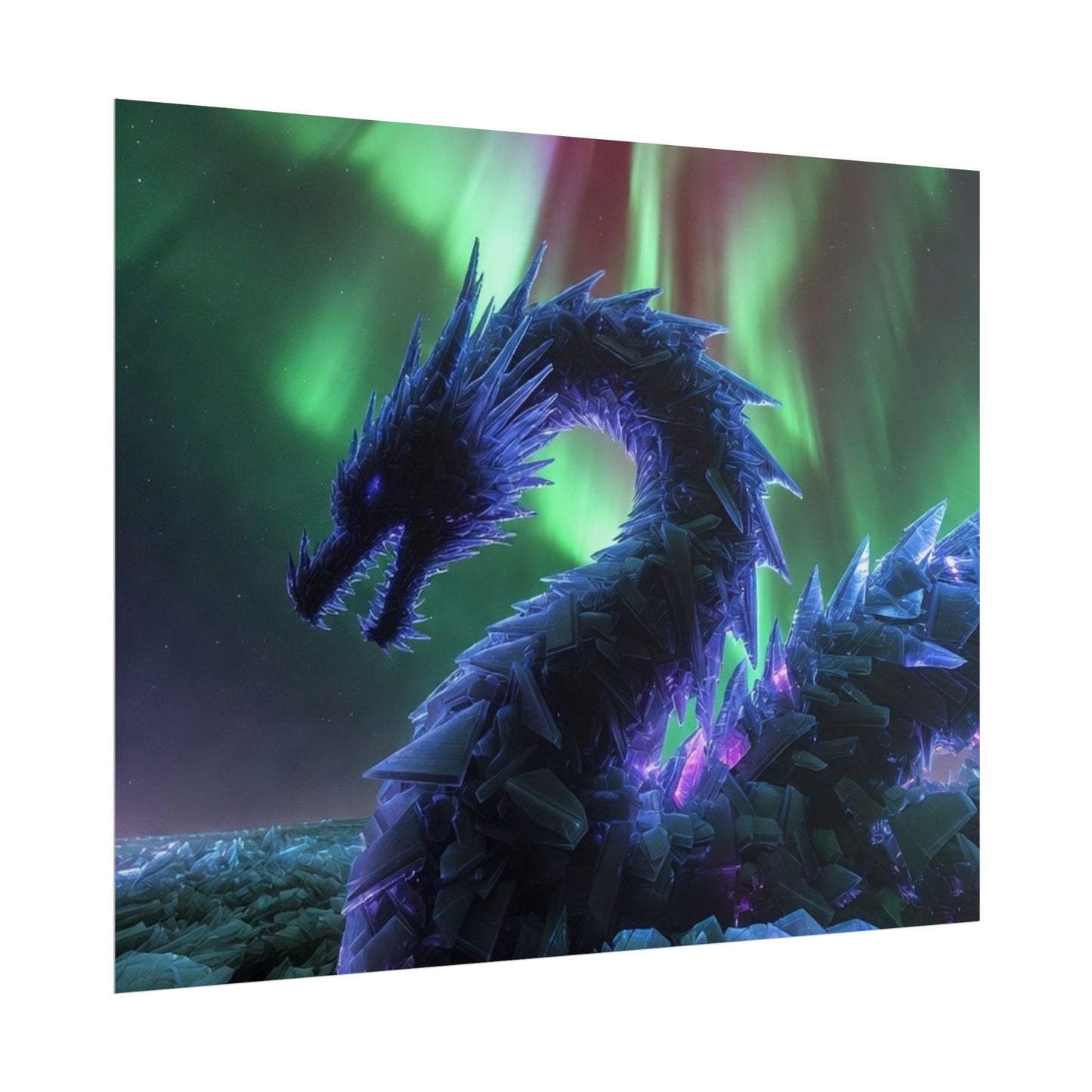 Aurora Crystal Dragon Poster — Fantasy Wall Art Print