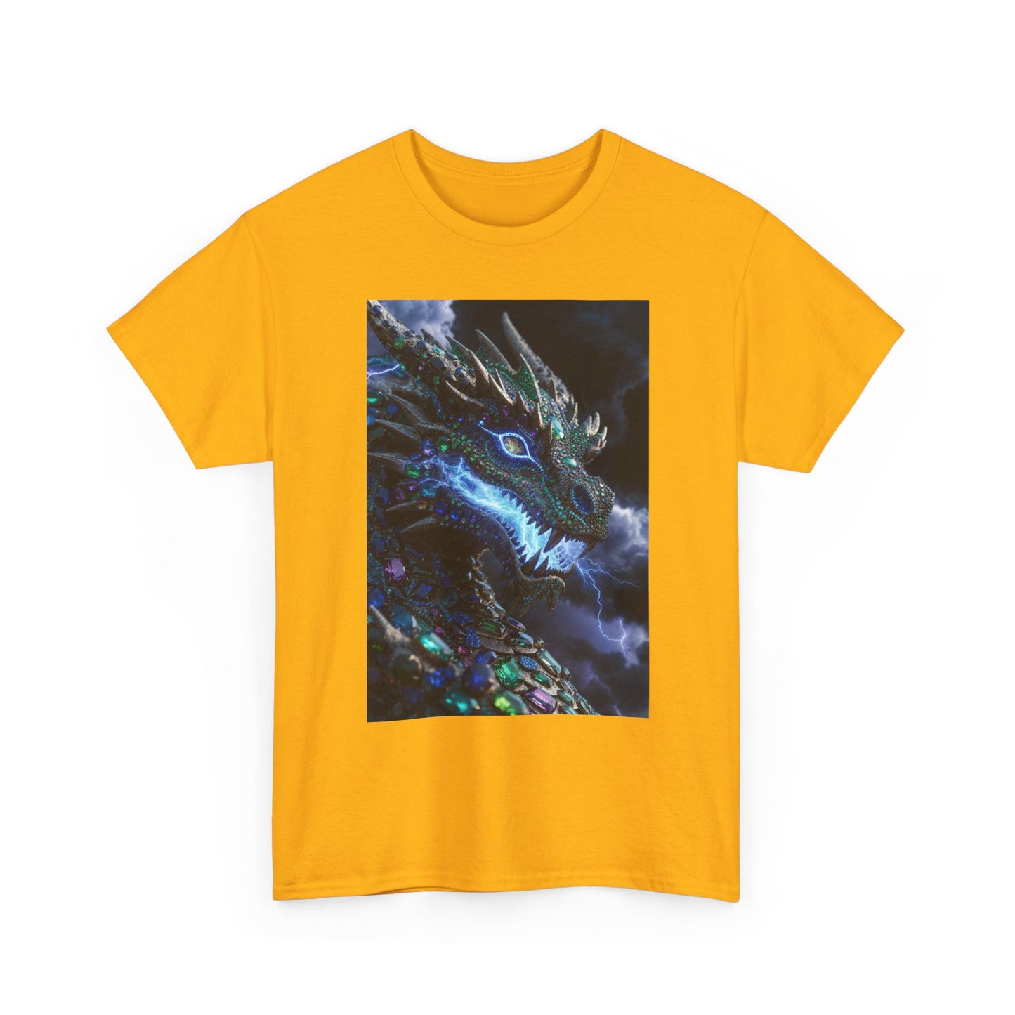 Dragon Portrait T‑Shirt — Neon Blue Fantasy Dragon Graphic Tee