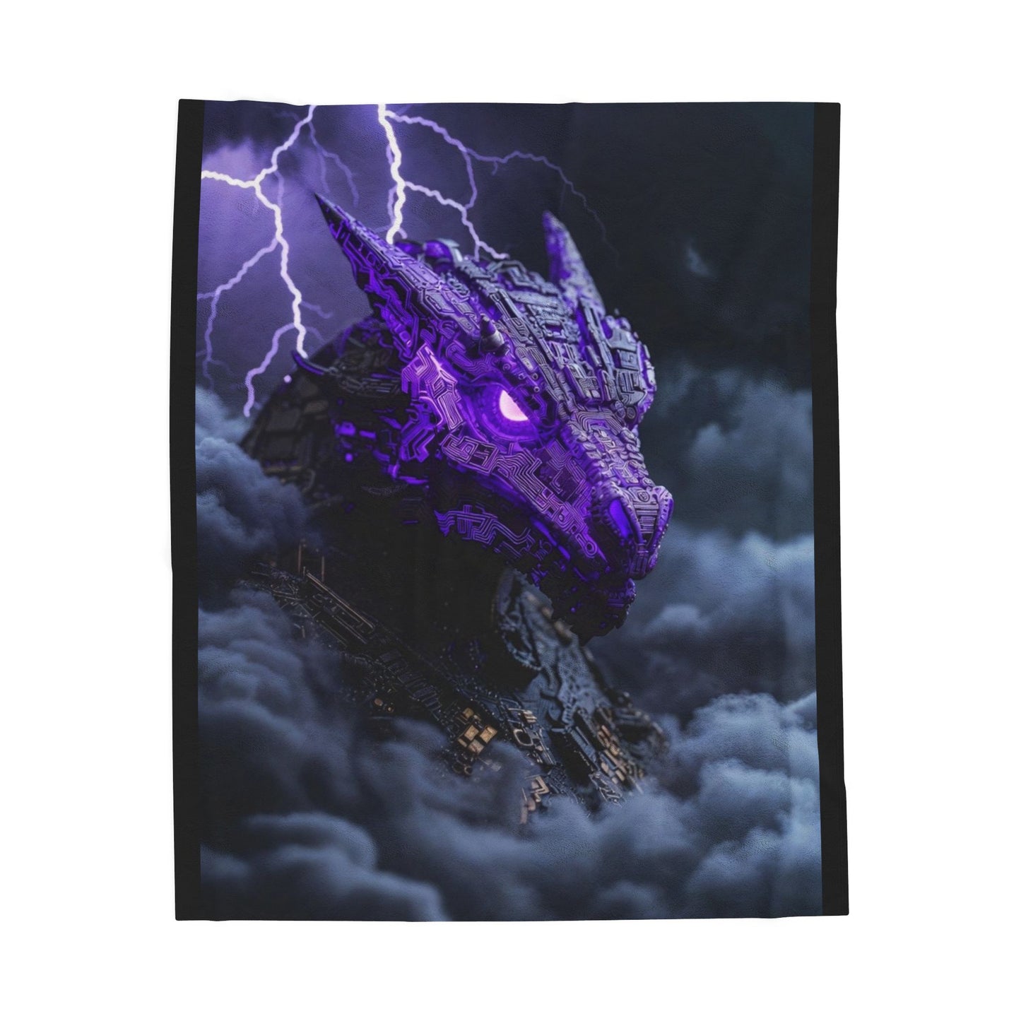Dragon Storm Velveteen Plush Blanket — Purple Lightning Fantasy Throw