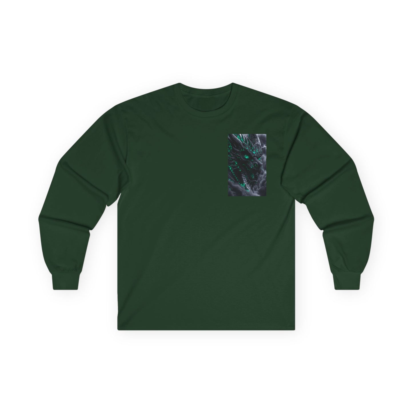 Long Sleeve Tee — Abstract Emerald Marble Pocket Design