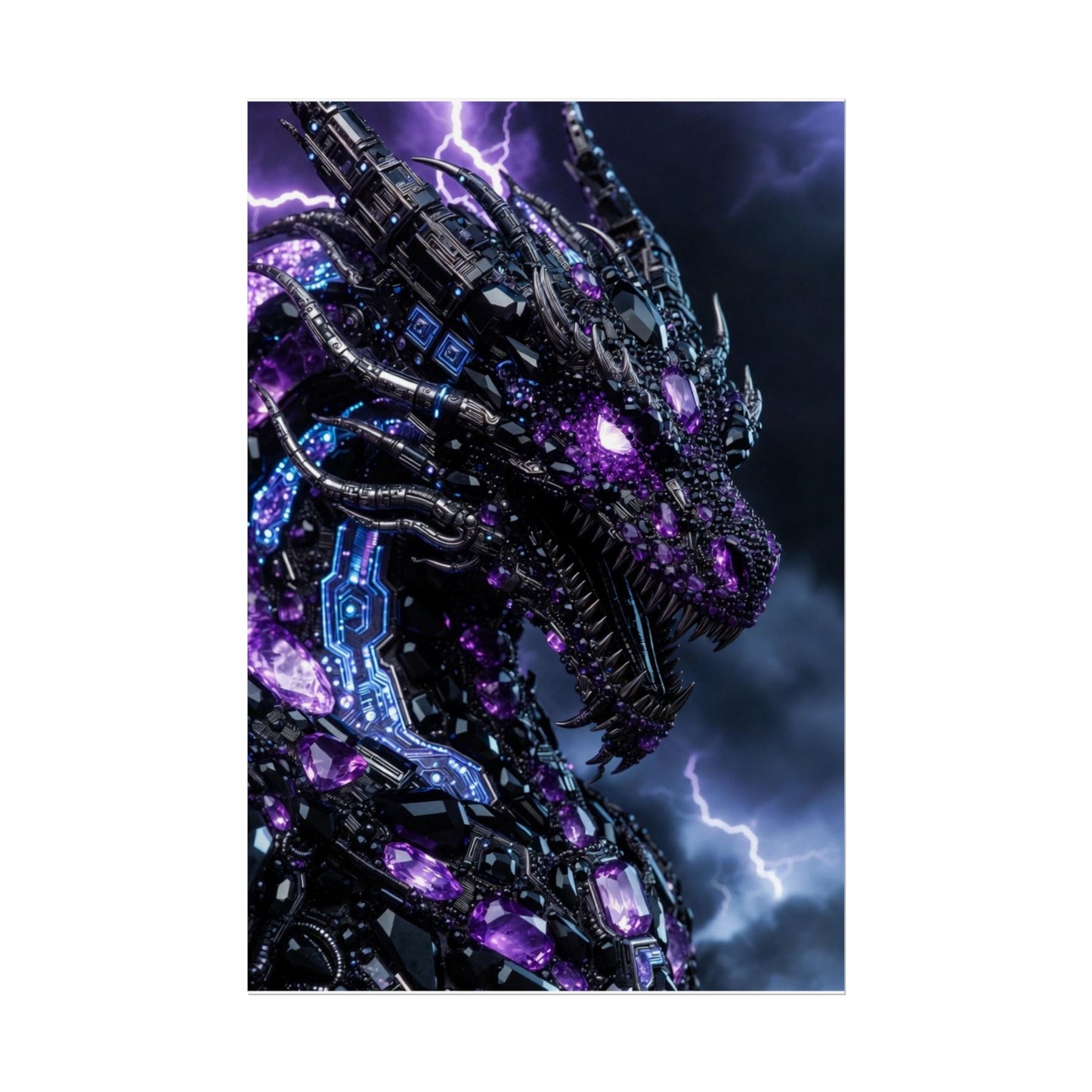 Rolled Poster — Cyberpunk Dragon Storm Art Print
