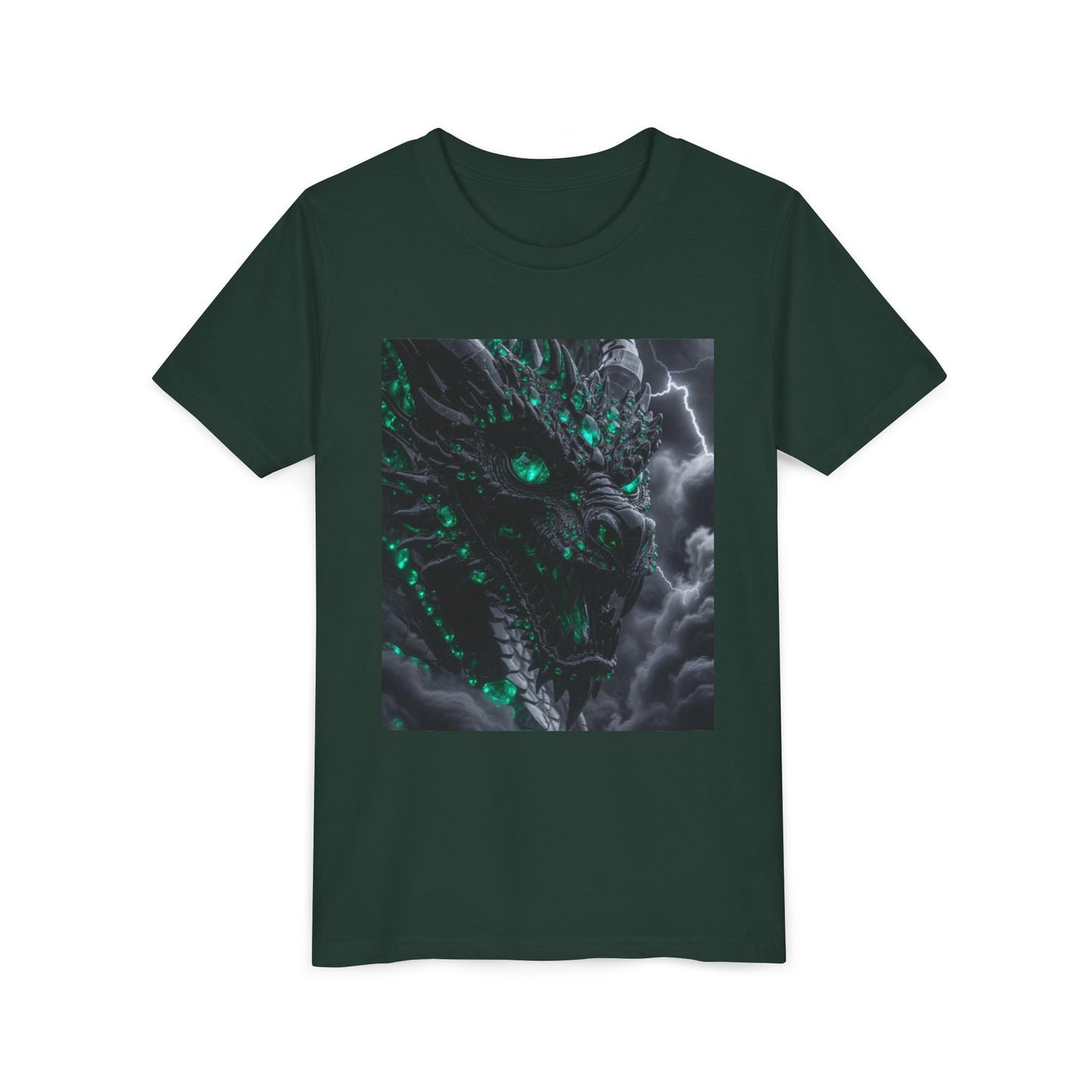 A Top selling Dragon Storm Youth Tee — Neon Green Dragon Illustration Graphic T-Shirt