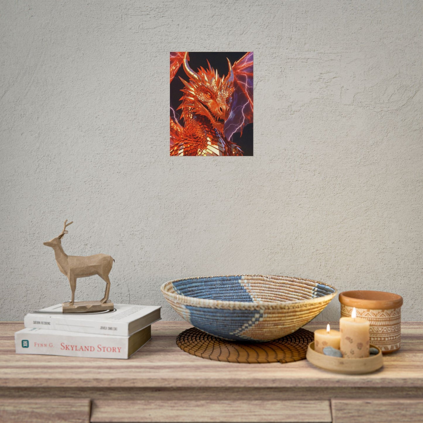 Orange Lightning Dragon Poster — Fantasy Wall Art for Gamers & Fans