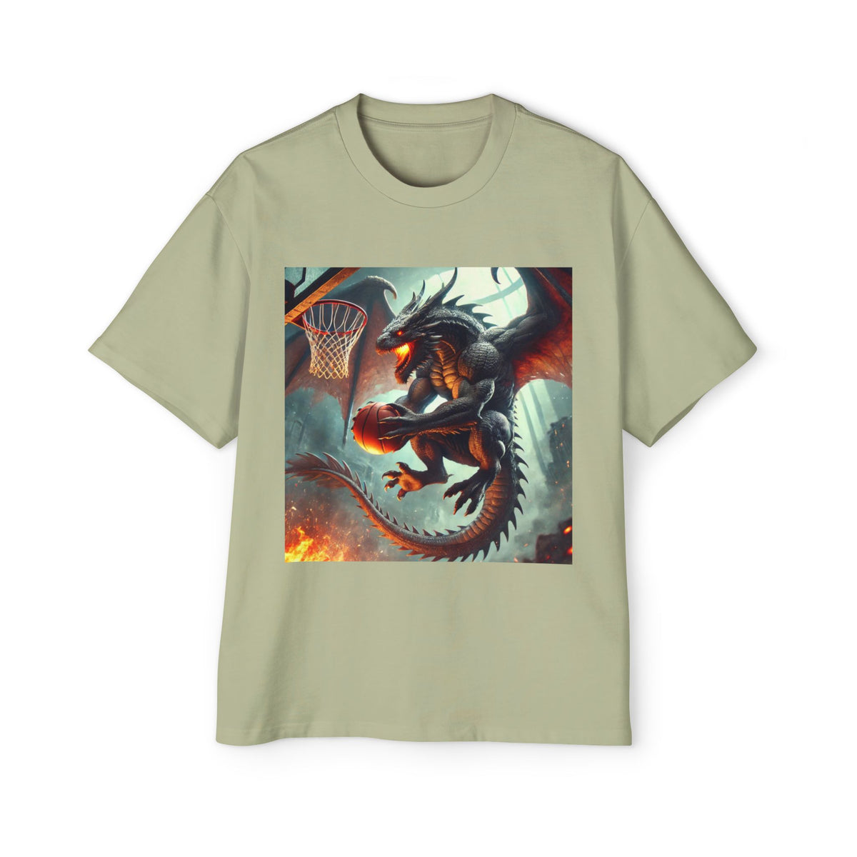 A Men's Fantasy Dragon Basketball Tee - Oversized Graphic Shirt, Streetwear Style, Casual Outfit, Gift for Him, Unique Art Tee