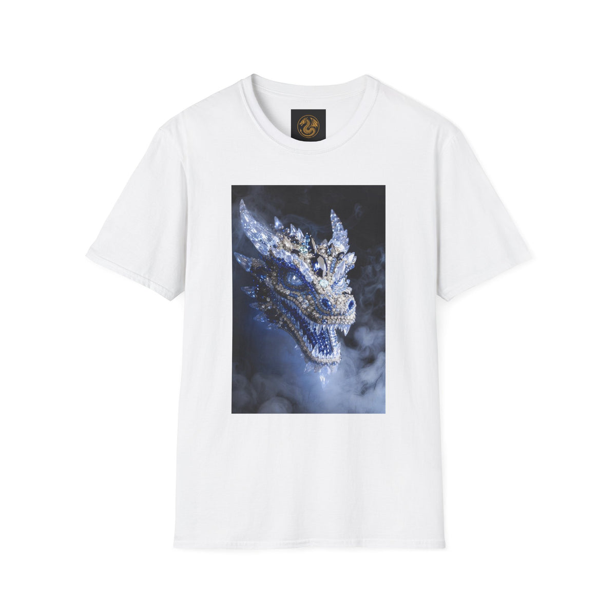 A Crystal Dragon Portrait T-Shirt — Mystical Blue Dragon Art Tee