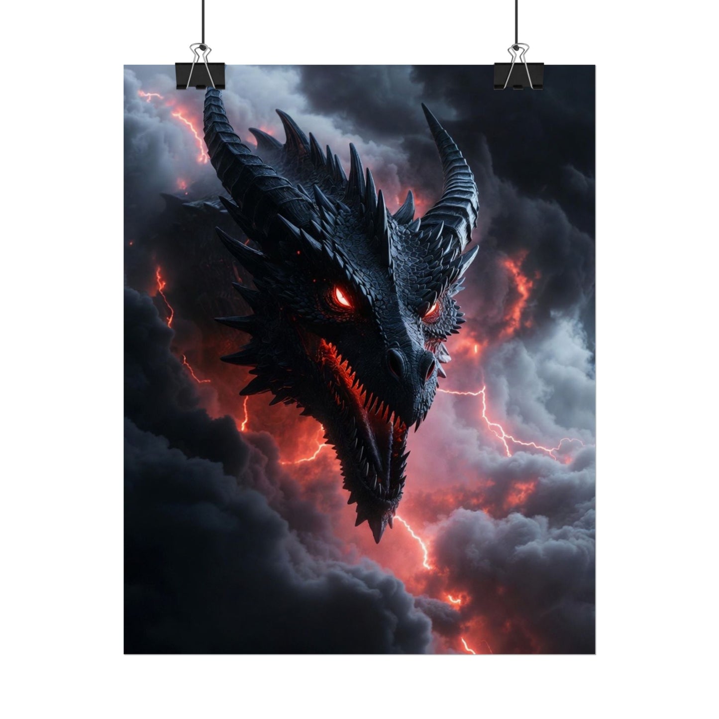 Dragon Storm Rolled Poster — Dark Fantasy Dragon Wall Art