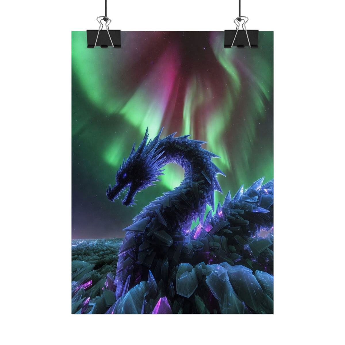 Aurora Crystal Dragon Poster — Fantasy Wall Art Print