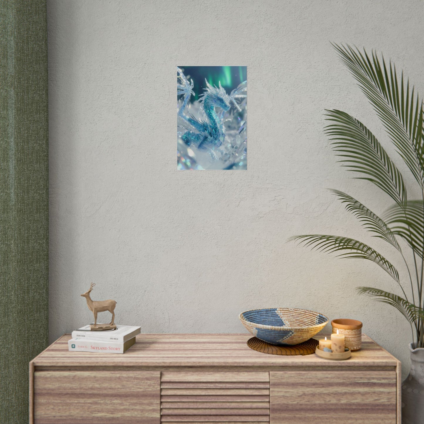 Ice Crystal Dragon Poster — Fantasy Aurora Wall Art (Rolled Poster)