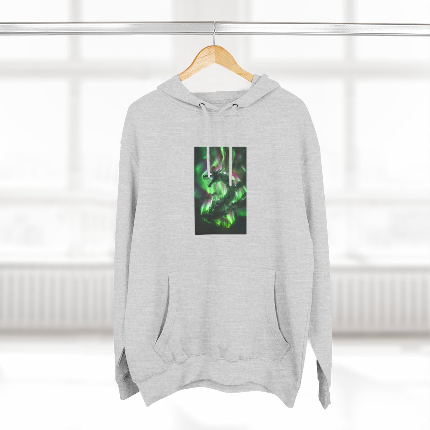 Green Nebula Abstract Hoodie — Aurora Swirl Fleece Pullover