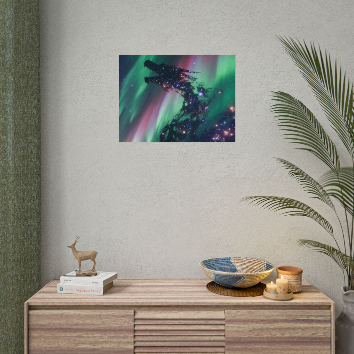 Aurora Dragon Poster — Cosmic Northern Lights Wall Art (Rolled Poster)