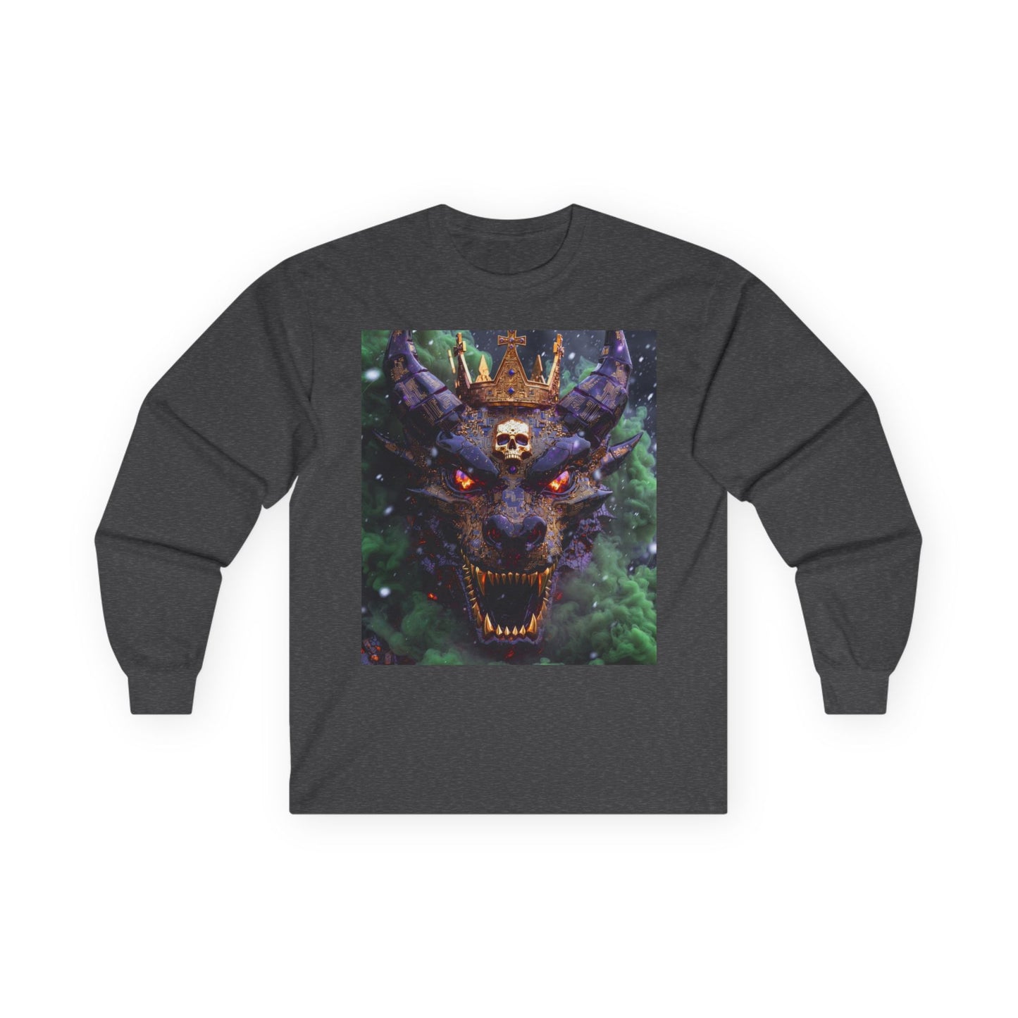 Dragon Demon Skull Long Sleeve Tee — Gothic Fantasy Graphic Shirt