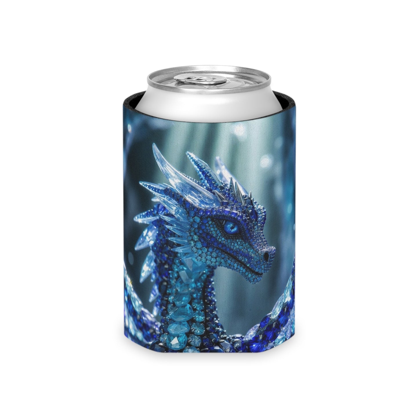 Blue Crystal Dragon Can Cooler – Insulated Beverage Koozie