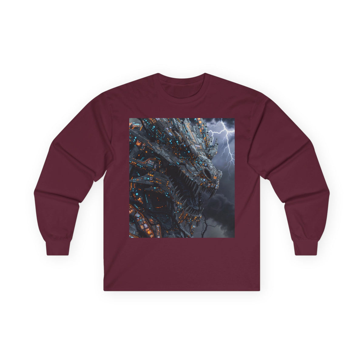 A Long Sleeve Tee — Moody Ocean Cliff Photo Pocket Print