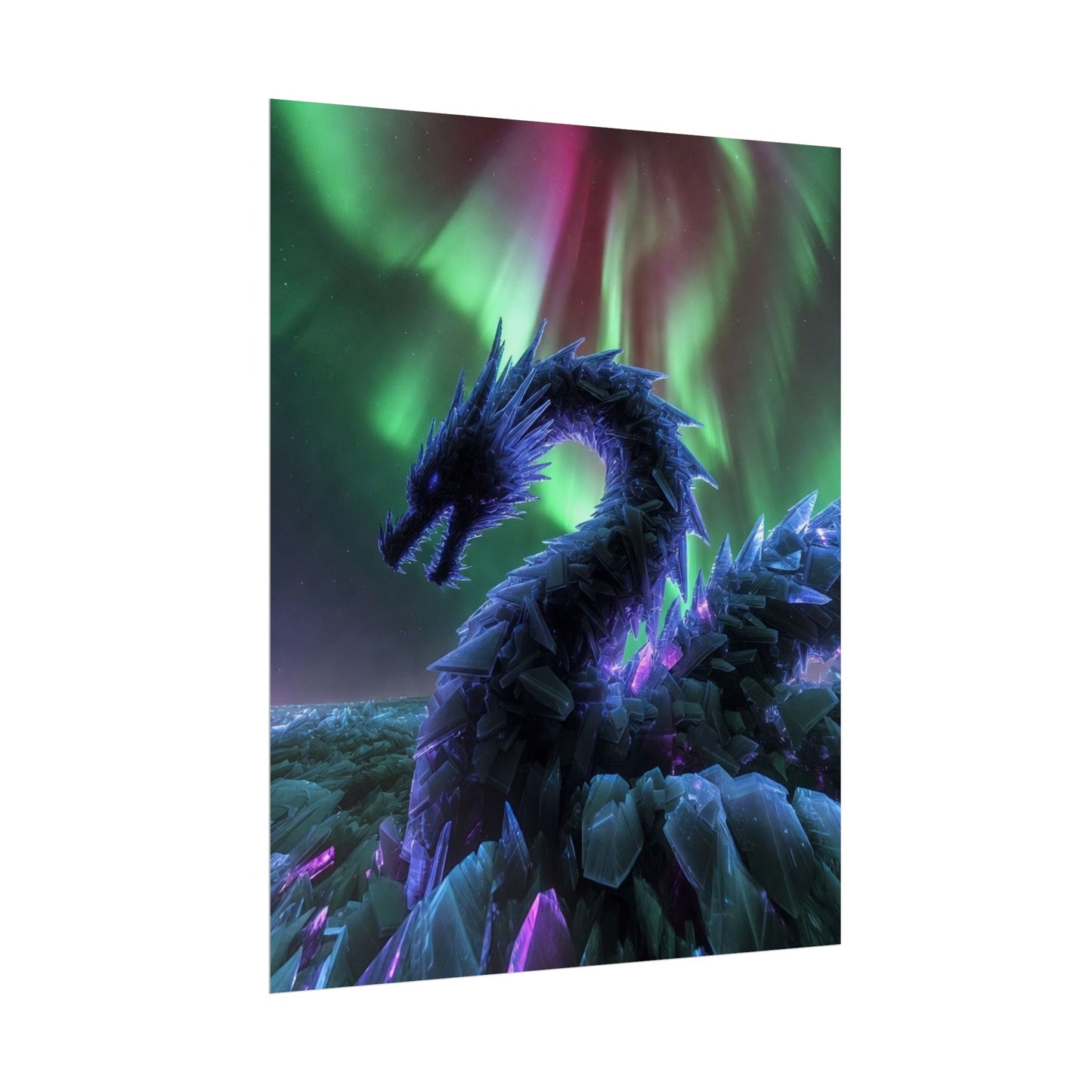 Aurora Crystal Dragon Poster — Fantasy Wall Art Print
