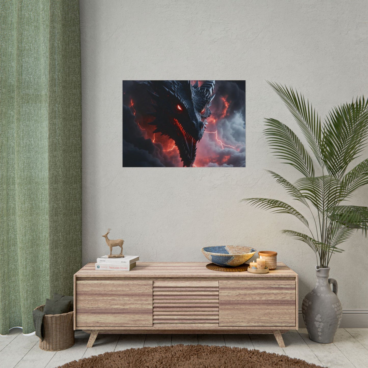 Dragon Storm Rolled Poster — Dark Fantasy Dragon Wall Art