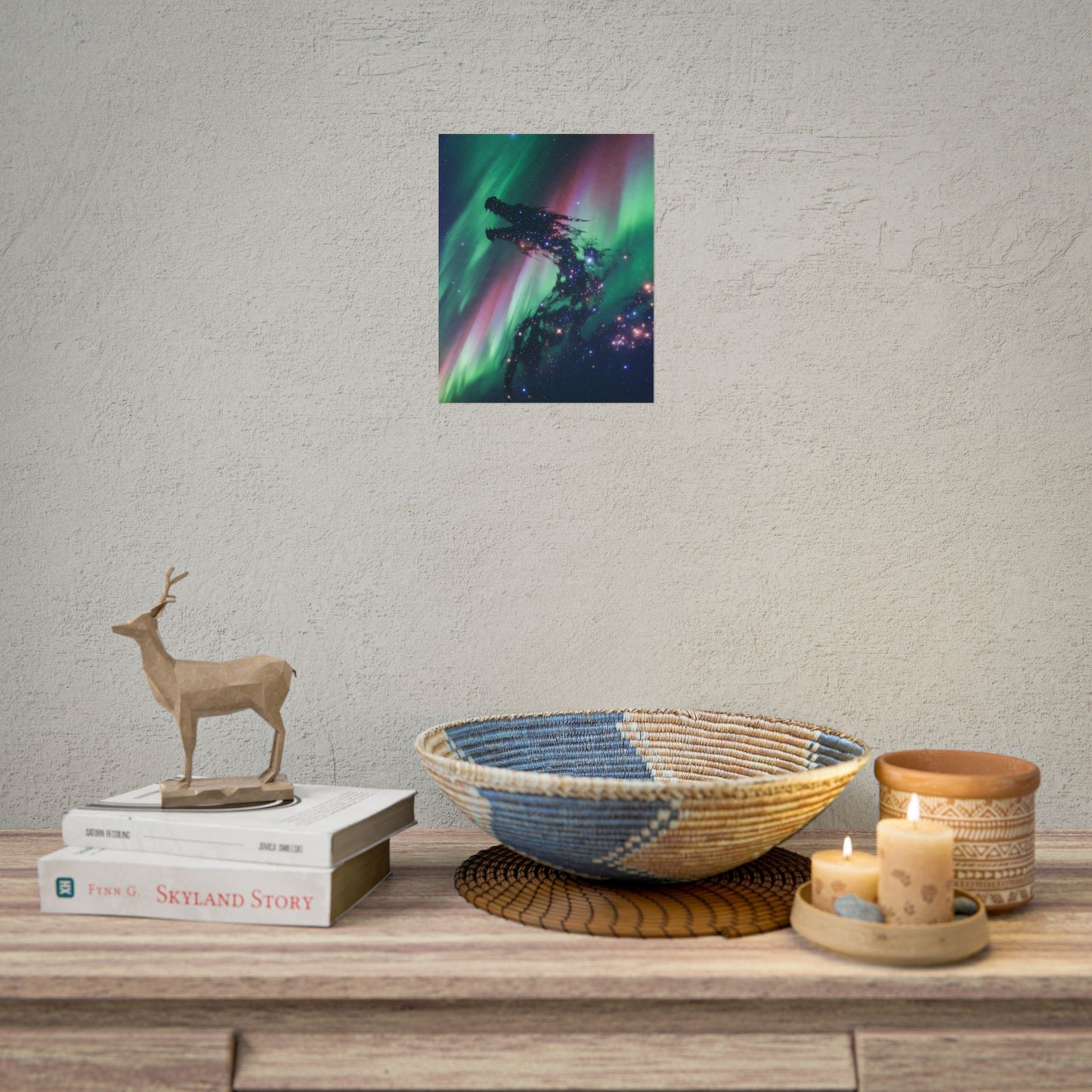Aurora Dragon Poster — Cosmic Northern Lights Wall Art (Rolled Poster)