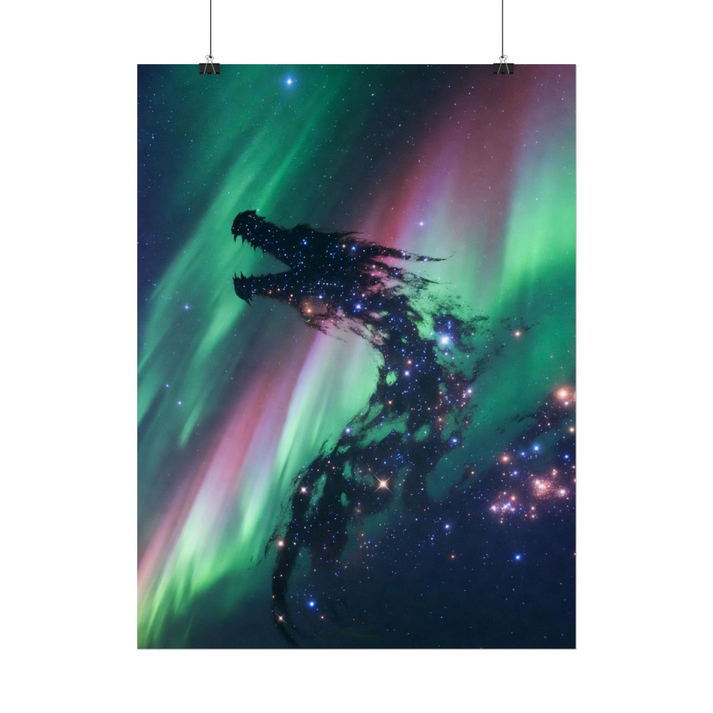 Aurora Dragon Poster — Cosmic Northern Lights Wall Art (Rolled Poster)