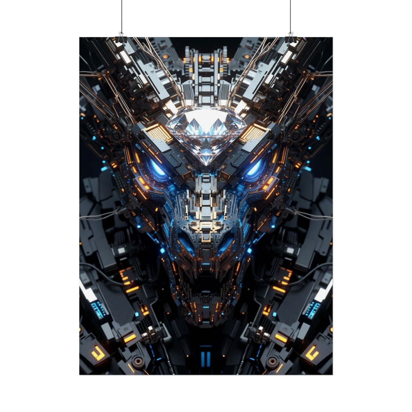 Futuristic Mech Dragon Poster – Cybernetic Robot Art Print