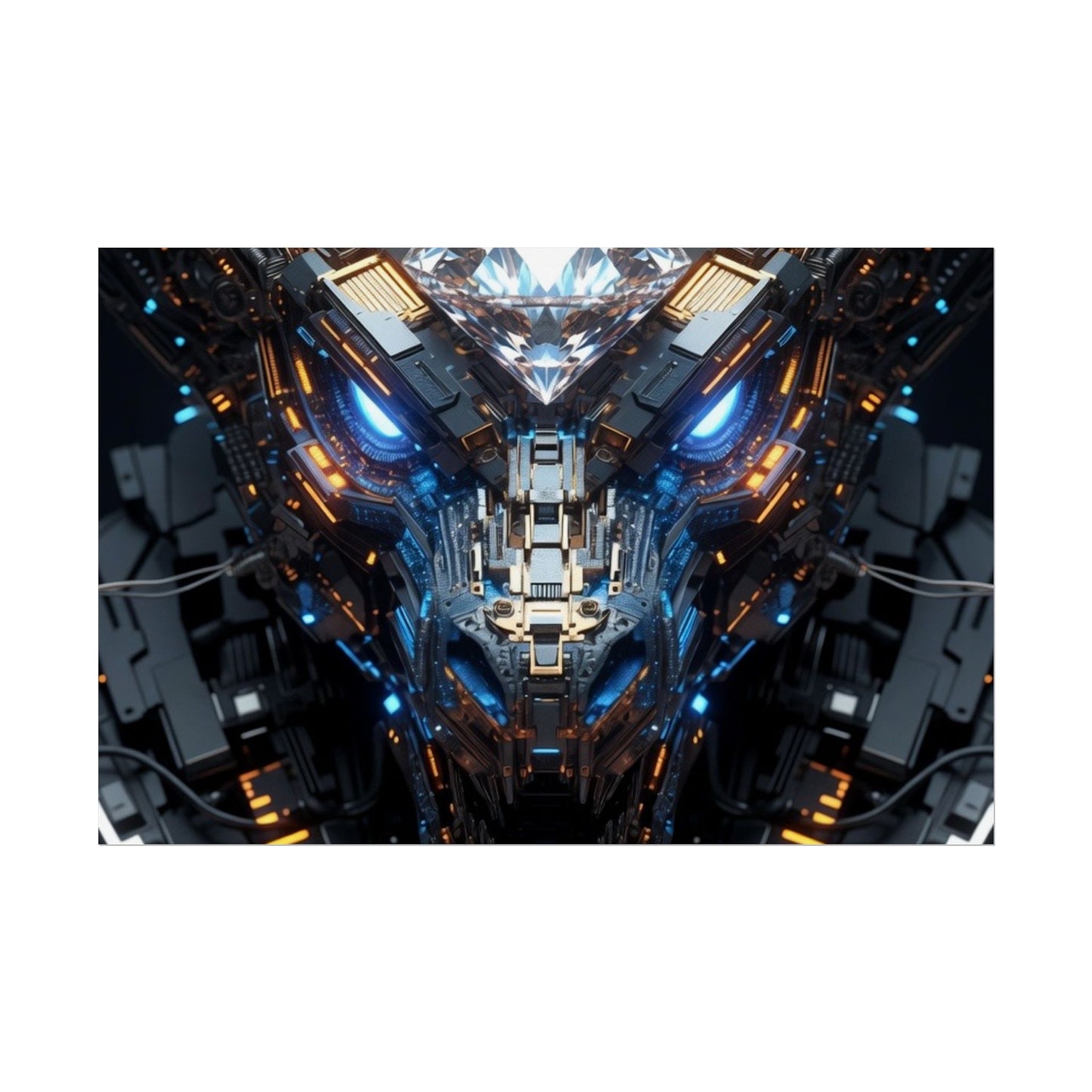 Futuristic Mech Dragon Poster – Cybernetic Robot Art Print