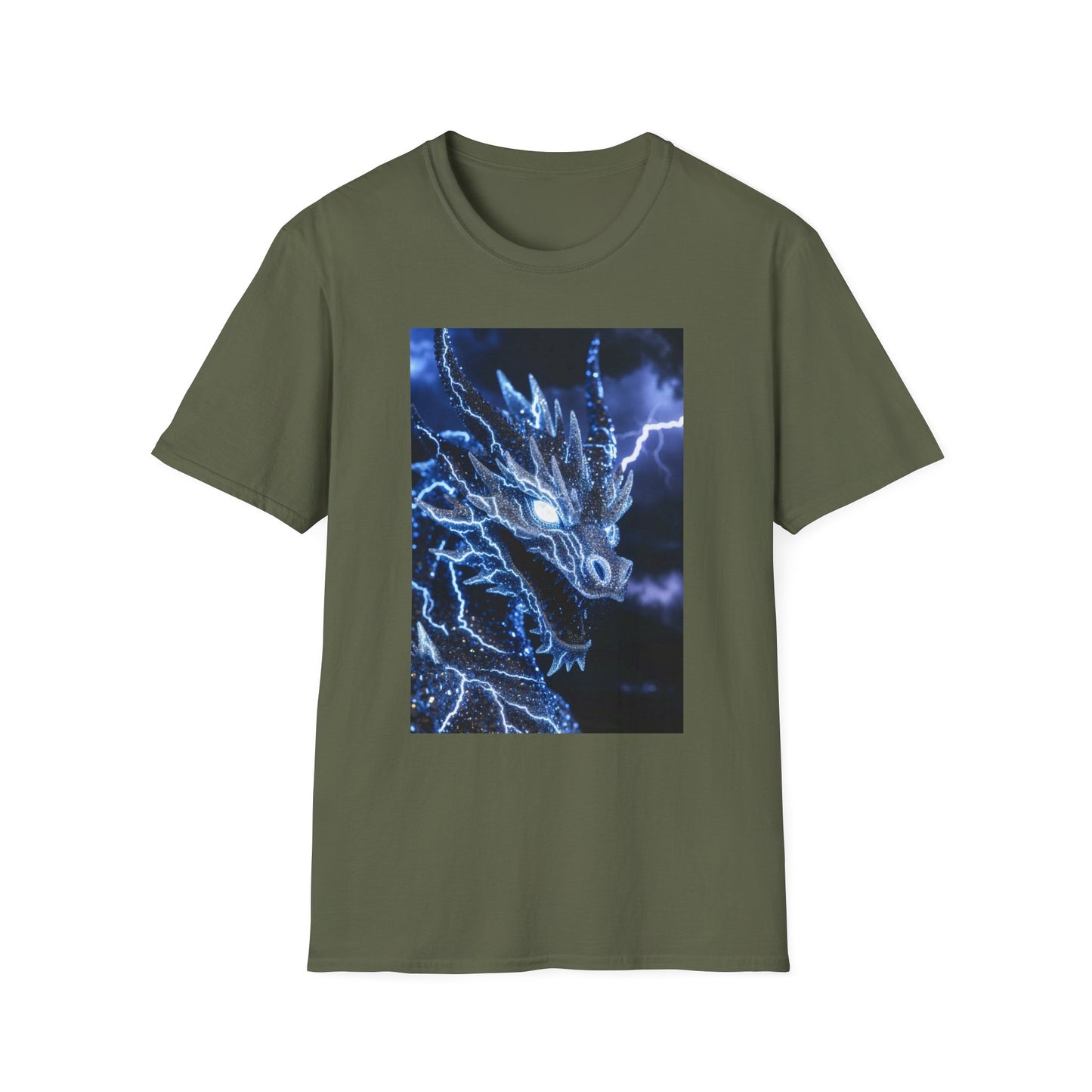 Lightning Dragon T-Shirt — Electric Blue Mythical Dragon Graphic Tee