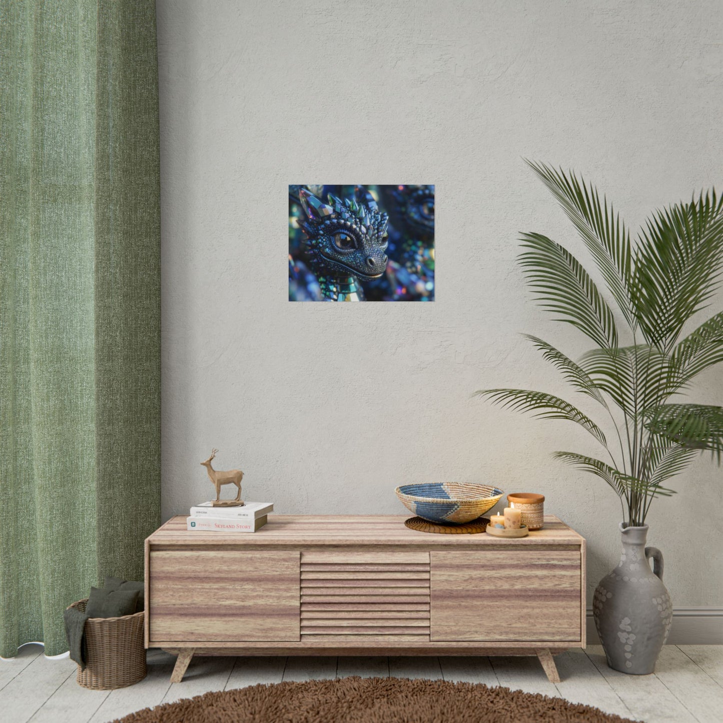 Crystal Dragon Rolled Poster — Fantasy Wall Art Print