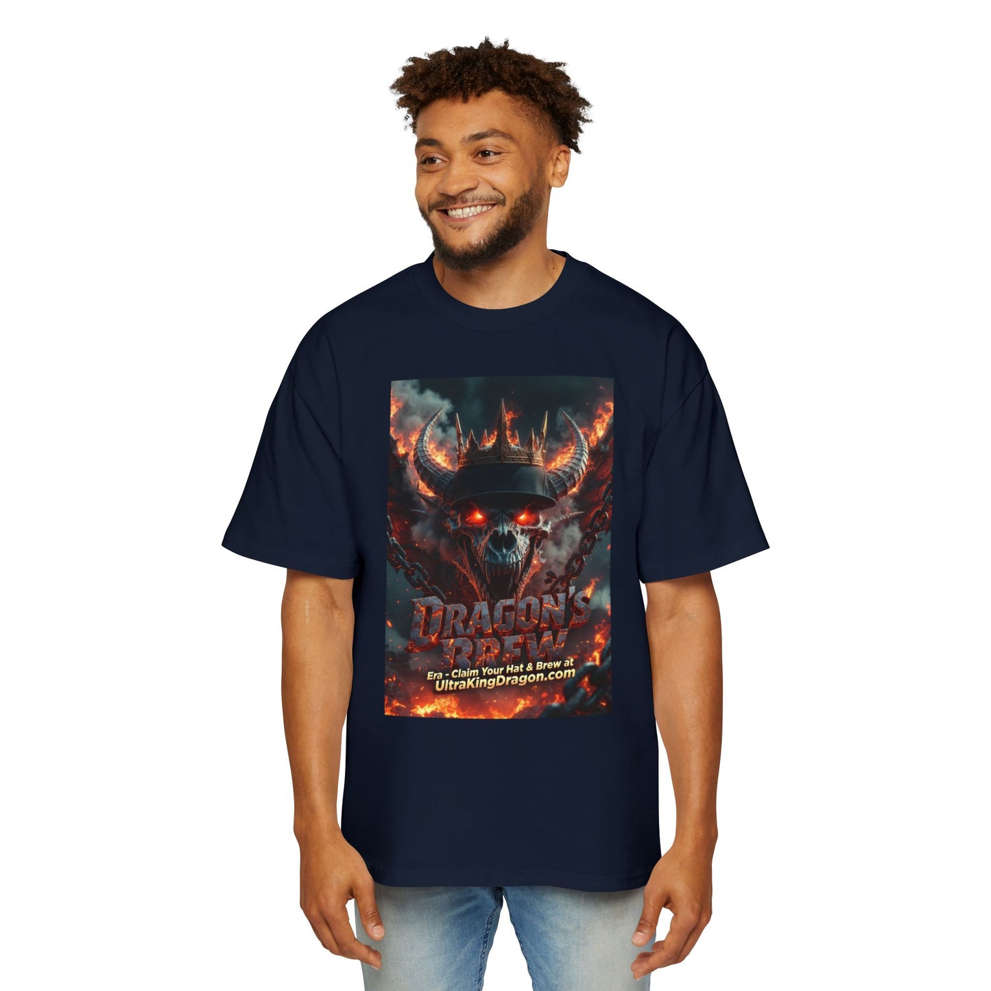 Dragon Skull Graphic Tee — Heavy Oversized Men's Fantasy T-Shirt
