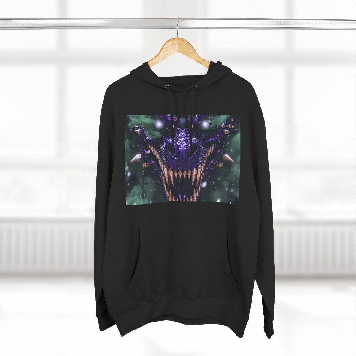 A Mystic Cosmic 🐉 Hoodie — Astral Galaxy Cat Chest Print Fleece Hoodie