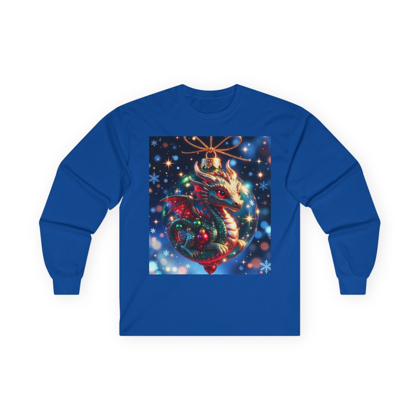 Christmas Dragon Heart Long Sleeve Tee — Festive Fantasy Christmas Dragon Design