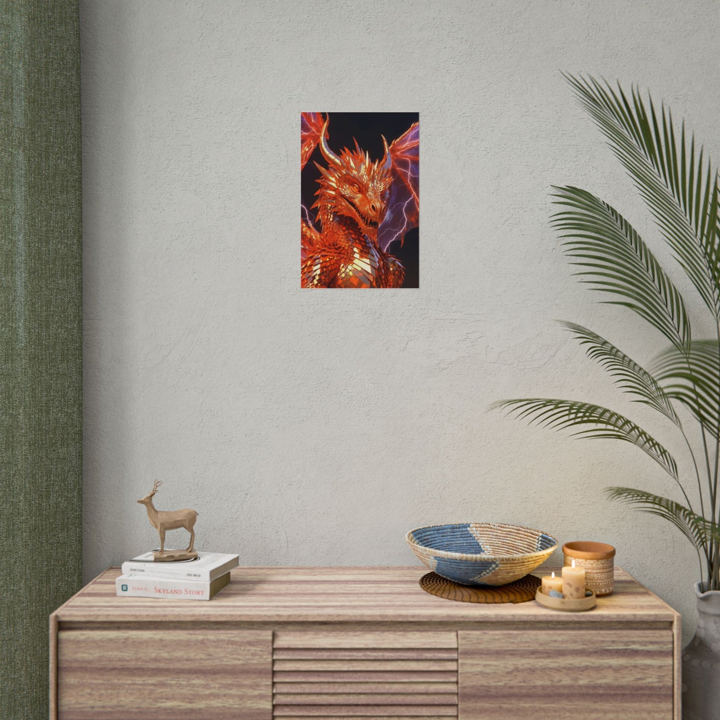 Orange Lightning Dragon Poster — Fantasy Wall Art for Gamers & Fans