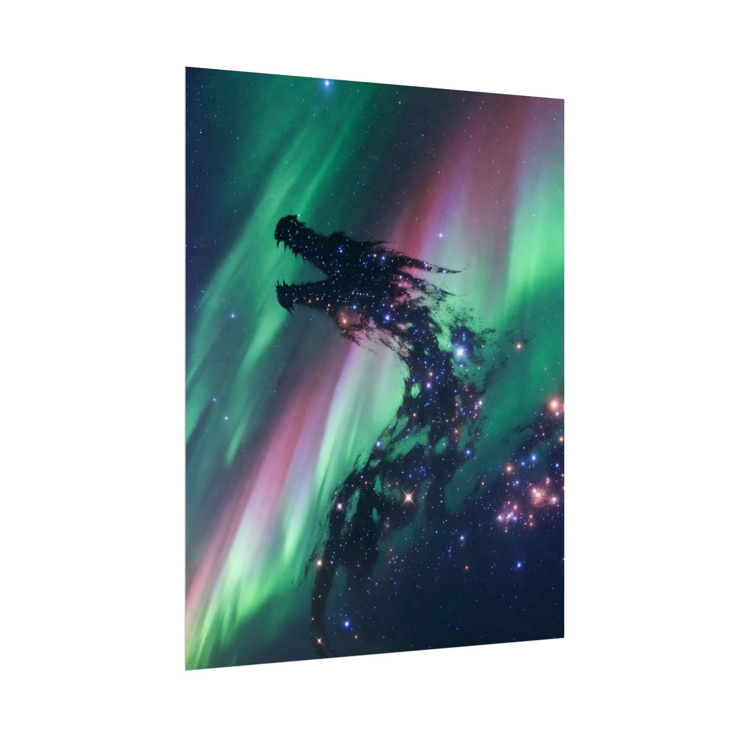 Aurora Dragon Poster — Cosmic Northern Lights Wall Art (Rolled Poster)
