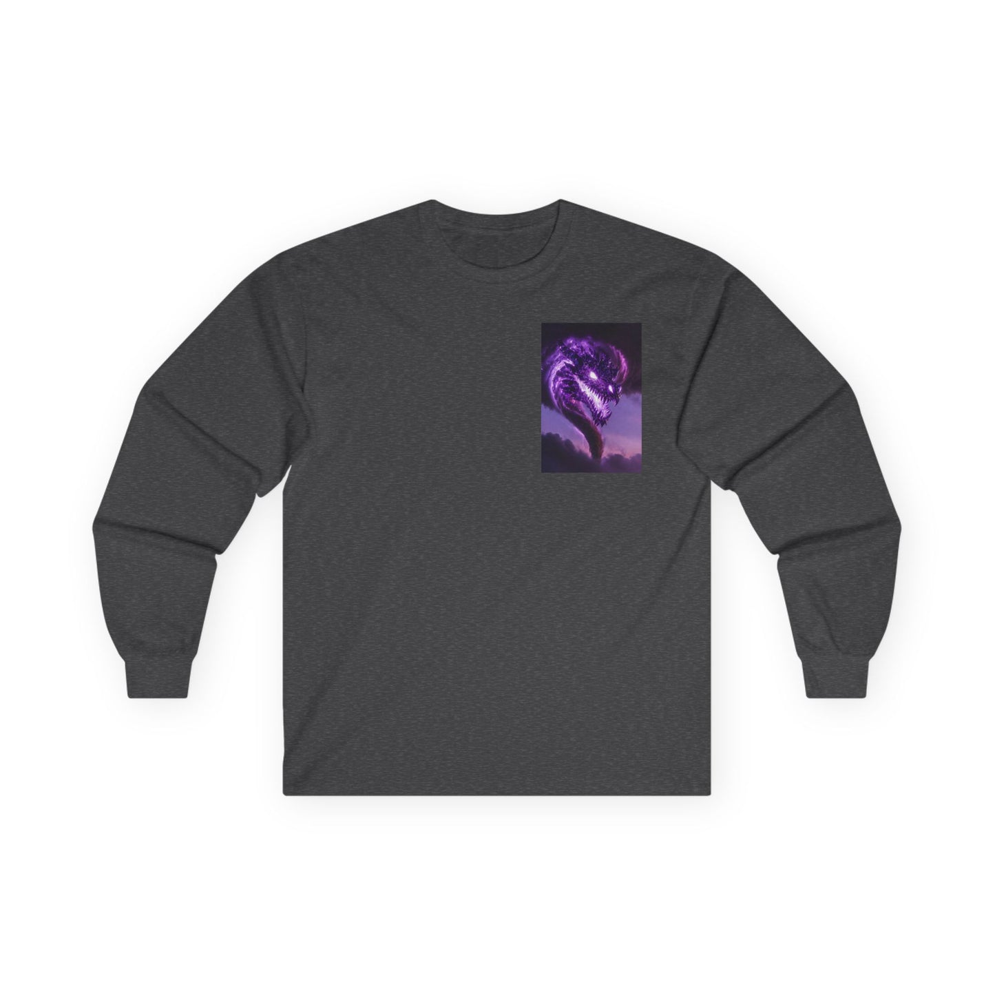 Purple Dragon Chest Graphic Long Sleeve Tee