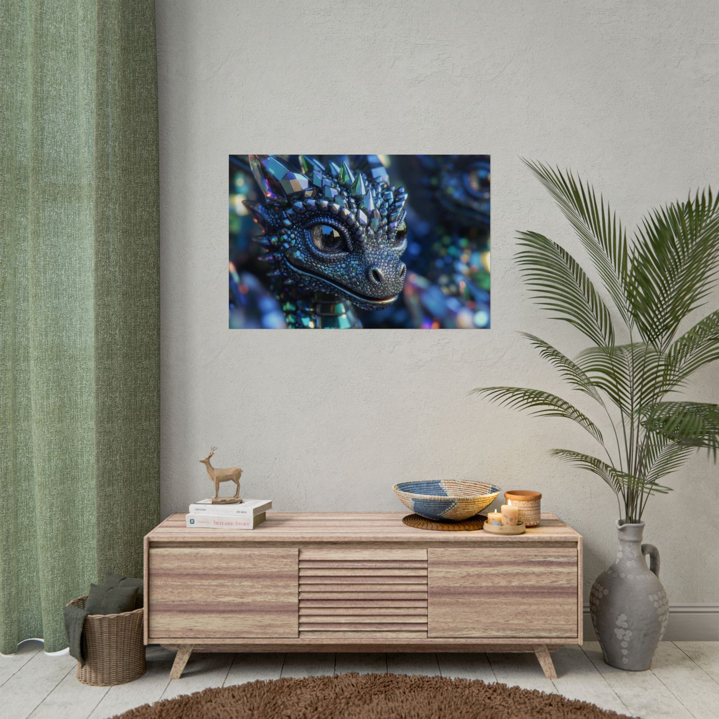 Crystal Dragon Rolled Poster — Fantasy Wall Art Print
