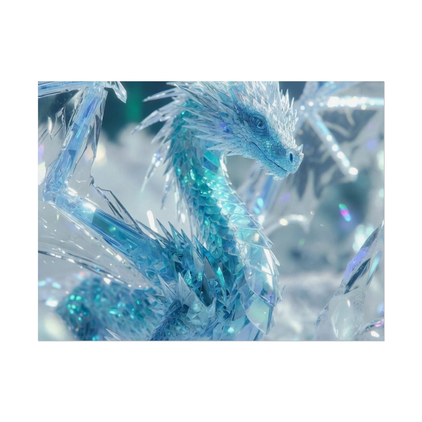 Ice Crystal Dragon Poster — Fantasy Aurora Wall Art (Rolled Poster)