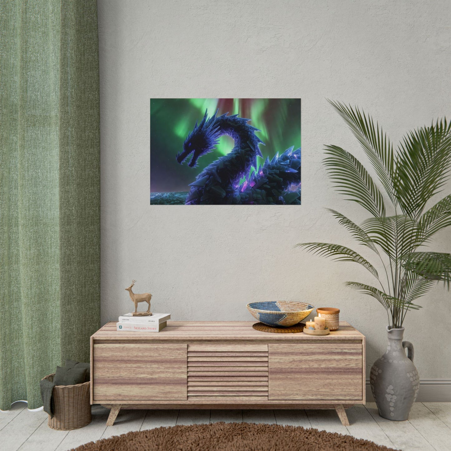 Aurora Crystal Dragon Poster — Fantasy Wall Art Print