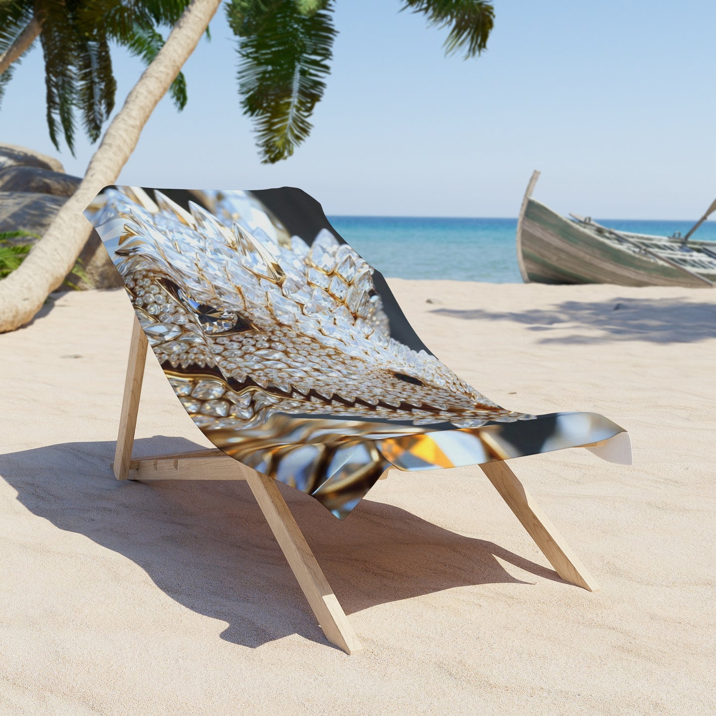 Crystal Dragon Beach Towel — Luxe Rhinestone Dragon Design