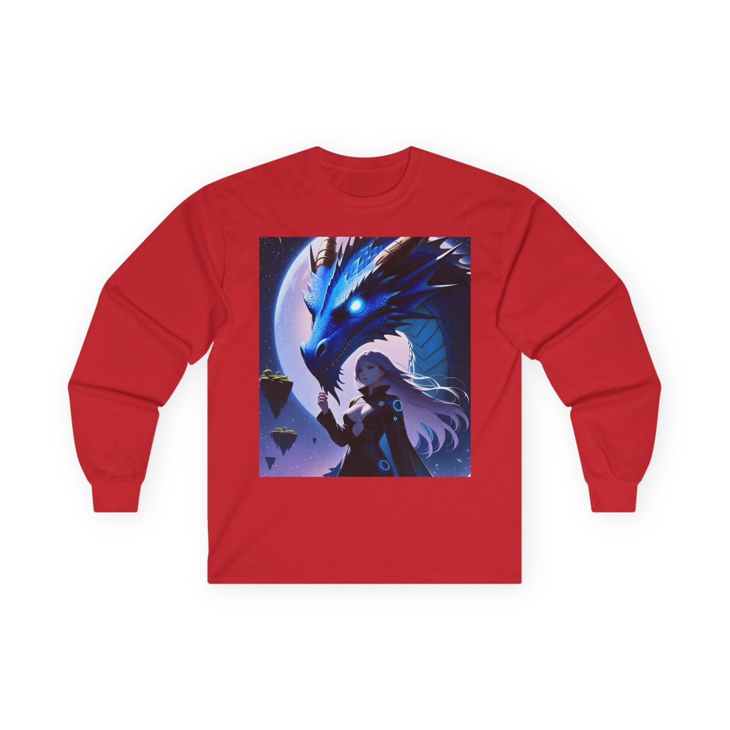Dragon Whisperer Long Sleeve Tee — Fantasy Blue Dragon Illustration
