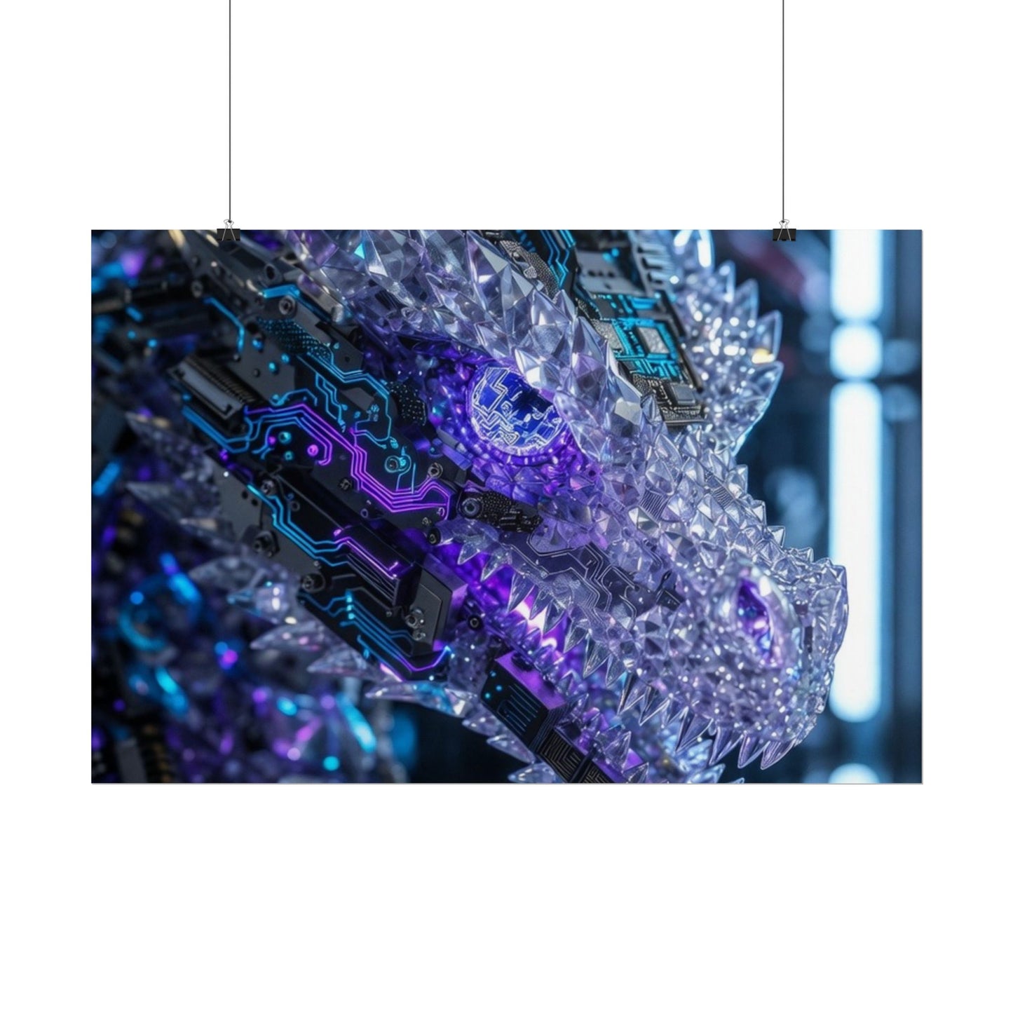 Rolled Poster — Cyber Crystal Dragon Art Print